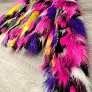 Pretty little thing Colorful faux fur… worn once for photo shoot.